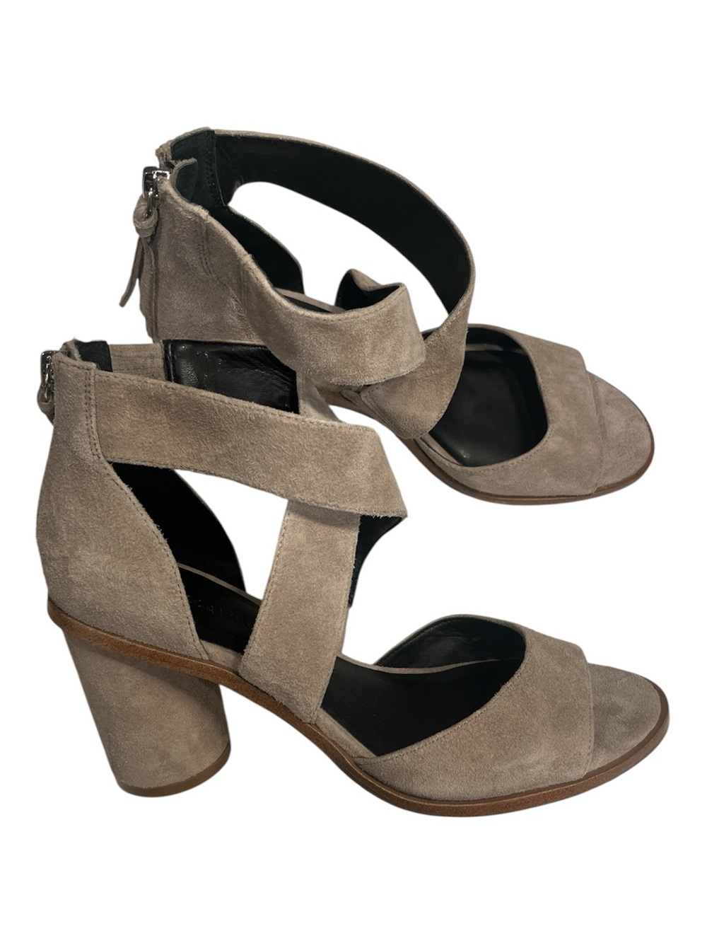 Rebecca Minkoff Jenna Sand Suede Strappy Block Heel Sandals Size 6.5